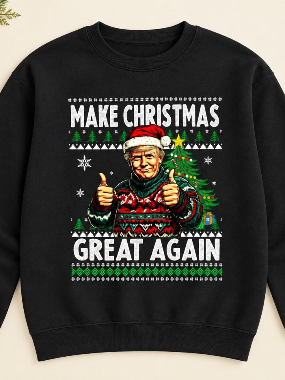Make Christmas Great Again Sweatshirt Funny Donald Trump Ugly Unisex Xmas Jumper
